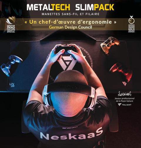 Metaltech Slimpack - Manette sans Fil 2.4 GHz, Compatible PS4/PC Pixminds